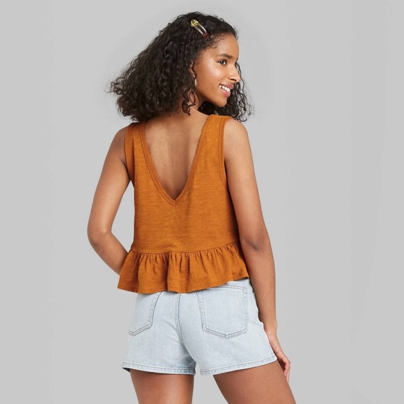 Women's Peplum V-Neck Tank Top - Wild Fable Rust XS - Picture 3 of 3